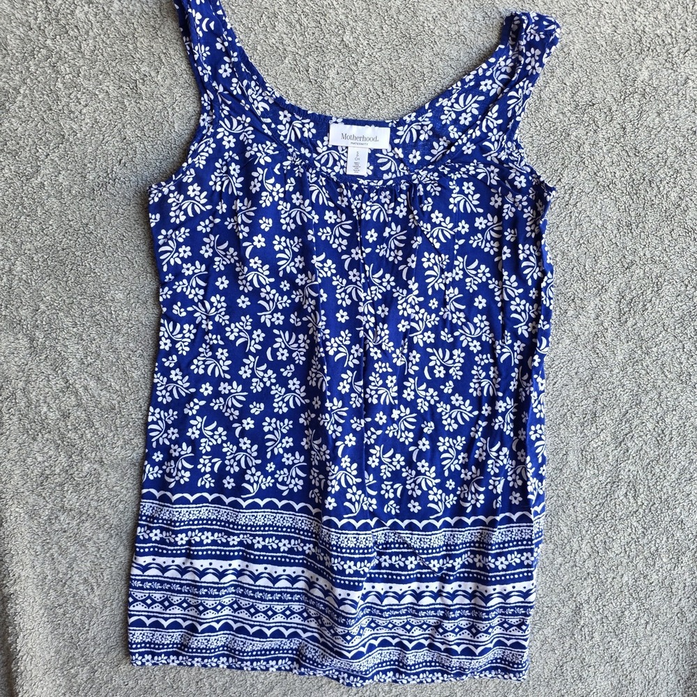 Motherhood Maternity Tank Blue And White Size Small Floral